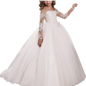 Elegant White Lace Kids Dress
